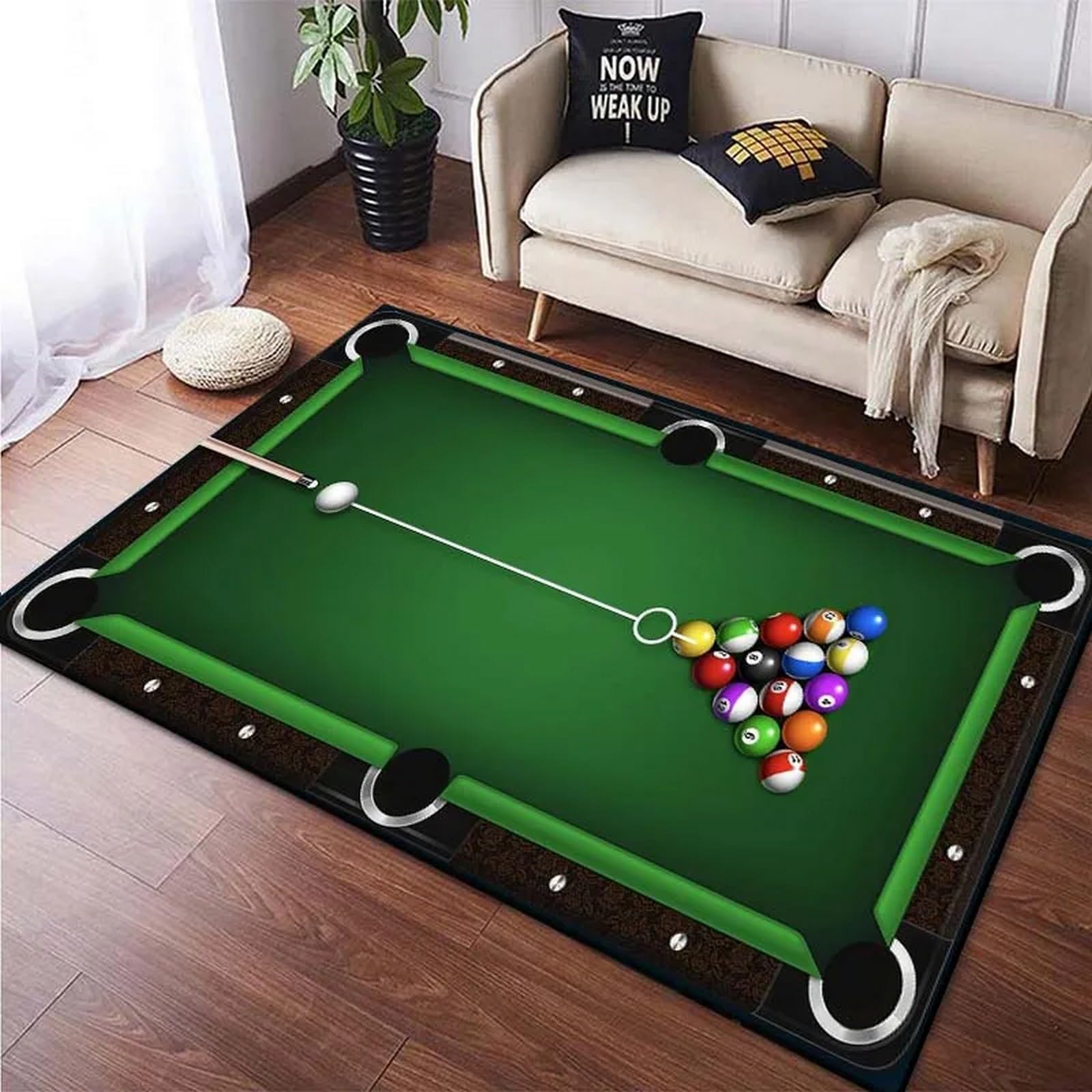 Outdoor Sport Club - Billiards Area Rug, Ball Game Billiard