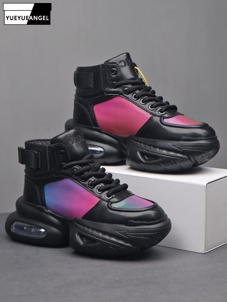 Outdoor Sport With Sticks - Fashion Mens High Top Spliced Cowhide