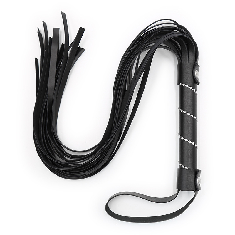 Riding Crop Dressage - 63.5cm Diamond Inlaid Handle Leather Tassels
